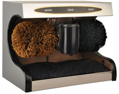 Lucidascarpe Elettrico Macchina Lustrascarpe，Spazzolatrice Elettrica，Automatica Scarpe Da Induzione，Per Luoghi Pubblici, Pedana in Acciaio Inox Monopezzo(Silver)