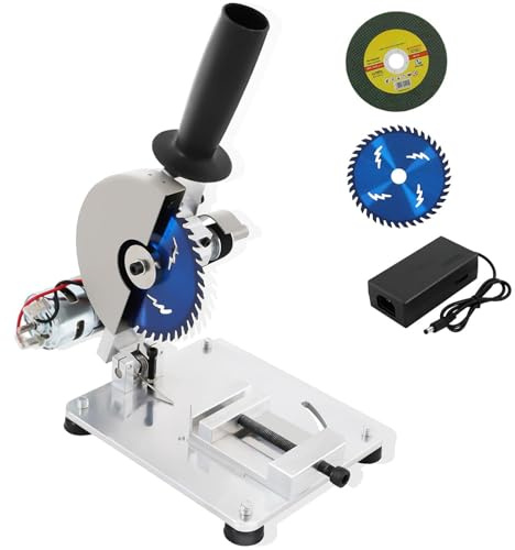 Mini Chop Saw, 4-Inch Tabletop Mitre Saw with 2 Blades, 7-Speed 9000RPM Precision Cutter, Angle and Height Adjustable, Portable Cutting Tool for Wood Metal Acrylic DIY