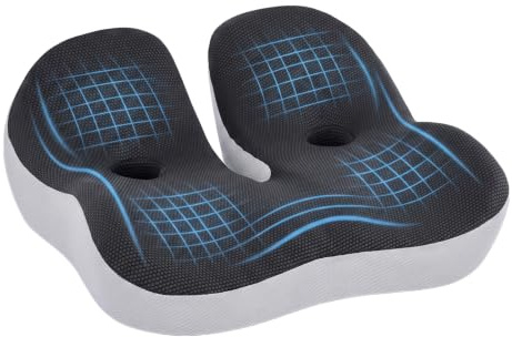 Cojín de asiento ergonómico ortopédico para hemorroides y coxis, cojín de oficina, silla de ruedas y coche, cojín grueso para coxis, espuma viscoelástica para el hogar y el asiento del conductor