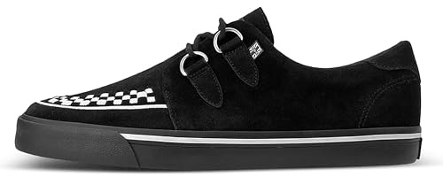 T.U.K. Creeper Sneaker aus Leder & Wildleder - Farbe Black Suede & White Interlace - Herren & Damen - Größe 43