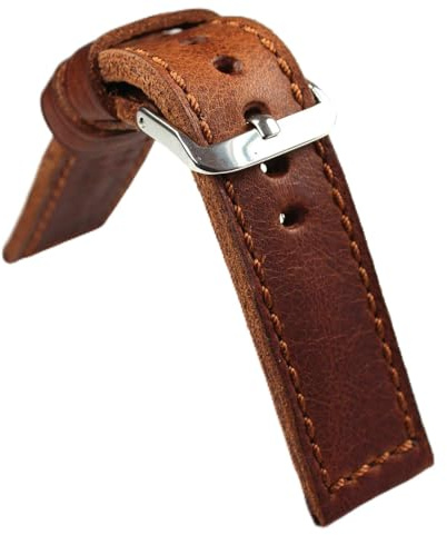 Handmade 22mm Flieger Echt Leder RIOS Uhrenband Lederarmband Lederband braun Brown ROBUST Stark Vintage Used Look B118