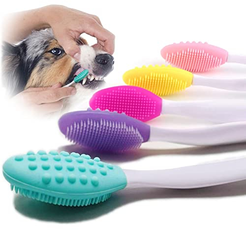 Brosse a Dent Chien - Rafraîchit l'Haleine & Élimine la Plaque Dentaire - Pour le Nettoyage et le Soin des Dents du Chien Lot de 5