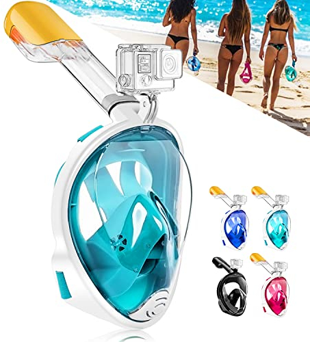 HINATAA Maschera da Snorkeling Integrale a 180°, Design per respirazione Libera, Anti-Appannamento e Anti-perdite, con Cinghie Regolabili per la Testa, per Adulti, Ragazzi e Bambini (S/M, Verde)