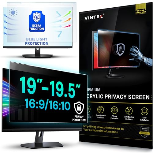 VINTEZ Universal 19, 19.5 - 16:9/16:10 Aspect Ratio - Computer Privacy Screen Filter for Widescreen Computer Monitors - 17.3 x 11.4 = 440 x 290 mm - Monitor Frame Hanging Type