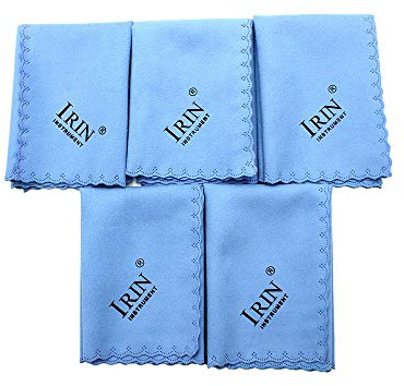 Mowind 5pcs Microfiber Polishing Cleaning Cloth for Musical Instrument Guitar Piano Violin Sax Clarinet Flute Universal