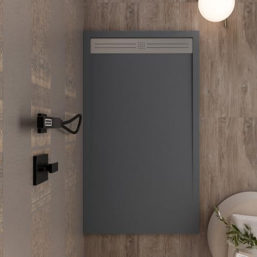 OLIMPO DOCCE - Piatto doccia in marmoresina Grigio Scuro effetto pietra cem