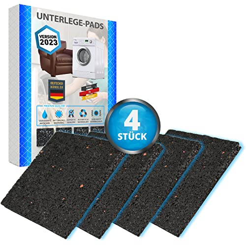 Lavadoras de 4 PIEZAS Almohadillas de Base XXL Almohadillas de Goma Amortiguadores Antivibraciones Soporte Seguro para Muebles y Armarios de Secadoras - con Alfombra de Lavadora 9x9x1 cm