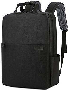 FANDARE Sac à Dos Ordinateur Portable Unisexe d'affaires Sac à Dos avec Port de Chargement USB Sac à Dos L'école Travailler Voyage Backpack pour 15.6 inch Laptop Étanche Polyester Noir