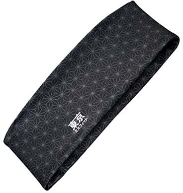Tokyo Misfit – japanska pannband för män och kvinnor, svettband, träning, yoga, mode, löpning, sport, basket, bandana (Asanoha-svart)