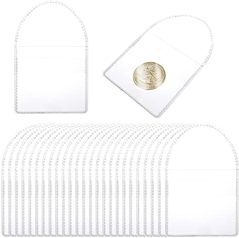 Cobee 50 Stück Tasche Münzhüllenhalter, 5,5 x 5,2 cm Kunststoff Tasche Münzhüllen transparente Münzhüllen Münzschutz kleine Sammlungshalter für Münzen Schmuck kleine Gegenstände