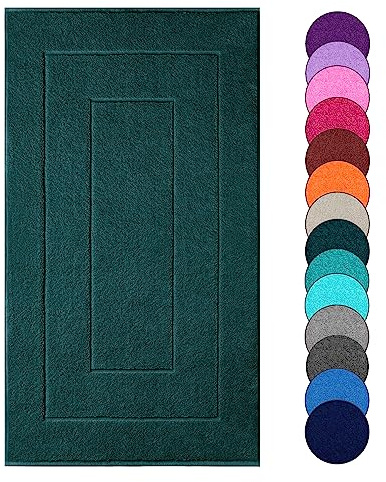Lashuma Duschvorleger saugstark 50x80 cm, London Bad Teppich waschbar Baumwolle Opal - Grün
