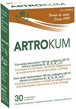 Artrokum 30 comprimidos - Herbetom Bioserum | Con ácido hialurónico, colágeno UC-II, silicio y vitaminas B y C | Contribuye a formación normal de colágeno | Huesos y articulaciones