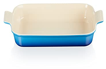 Le Creuset Bandeja rectangular Heritage de cerámica de gres, 32 cm, 4L, Azure, 71102322200001