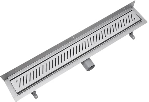Vogi Wand-Duschrinne 80 cm, Rigo-Rost, Edelstahl AISI 304, Siphon Ø50, Haarsieb