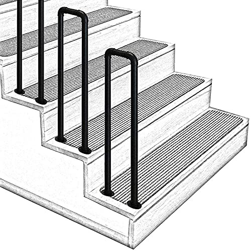 Handrails for Outdoor Steps Stair Railing Kit Handrail for Balconies Terrace Outside Hand Rail Fits 1 Step Safety Terrace Decking Balustrade Mobile Auxiliary (Size : 90cm(2.9ft)) (85cm(2.8ft))