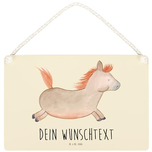 Mr. & Mrs. Panda Namensschilder personalisiert Pferd Springen DIN A6 - Personalisierte Geschenke, Türschilder mit Namen, Personalisiertes Schild, Pony, Stall, Reiten, Holzschild, Pferde, Bauernhof