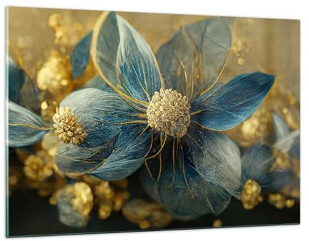 Wandbilder Dekoration Wohnzimmer Art Deco Blumen Elegant Bilder auf Glas 120x80cm Glasbild Schlafzimmer Küche Deko Wand Kunstdruck Art Groß XXL Wanddeko Bild im Glas Modern Wall Decor GAA120x80-5633