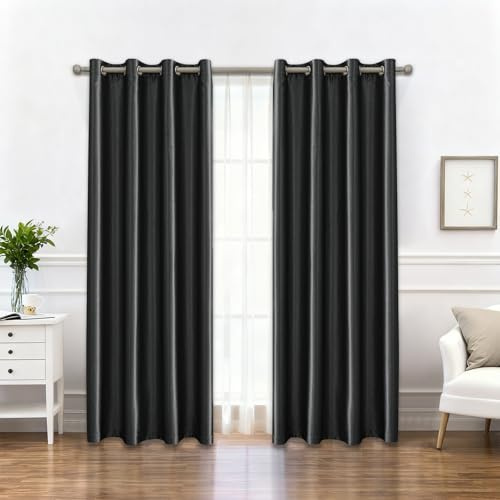 Ystyle Inomhusgardiner 2 Delar, Sovrumsgardiner, Mörkläggningsgardiner, Mörkläggningsgardiner Inomhus, Värmeisolerande Kall Och Varm Gardin, 117x137 cm, Mörkgrå