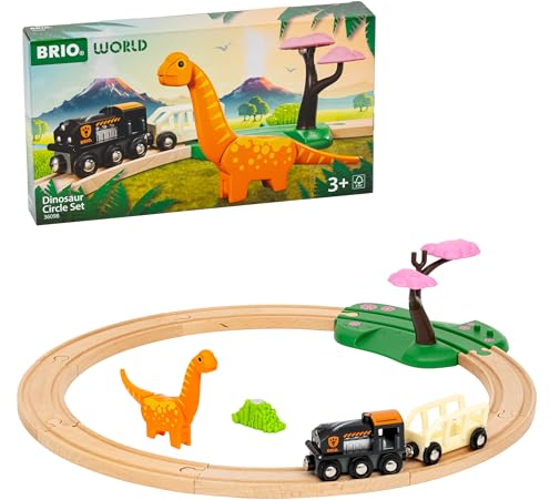BRIO World – 36098 Dinosaurier Bahn Set | Spielzeugzug für Kinder ab 3 Jahren