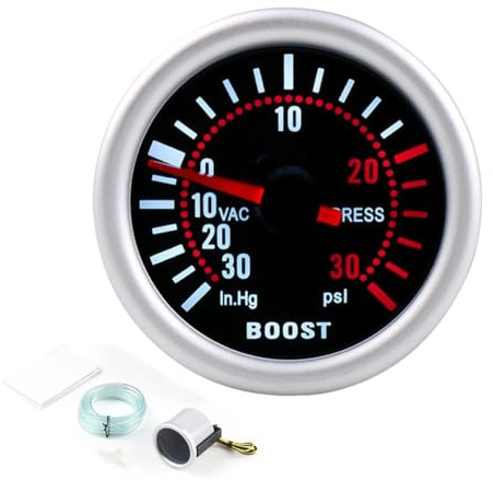 CGEAMDY Turbo Boost Gauge, Pointer Coche Turbo Medidor de Presión, Universal Vehículo Turbo Boost Manómetro, 52 MM 12 V -30-30PSI Gama Alta Precisión, para Automóviles, Autocaravanas, Camiones