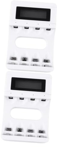HEMOTON 2pcs Slots Batteries Charger Lcd Display Rechargeable Battery Charger for Nimh for Home Use