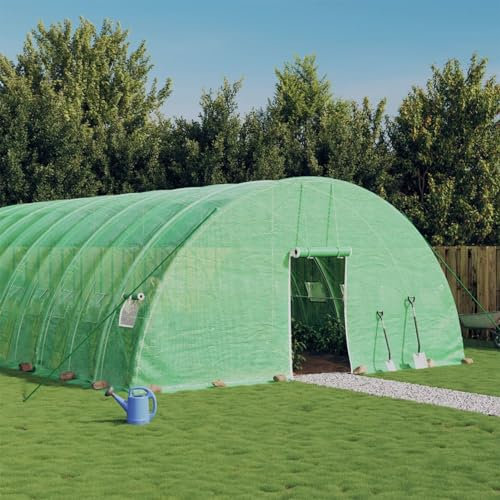 ShCuShan Serre avec Cadre en Acier Vert 108 m² 18x6x2,85 m,Carport Abri Voiture,Serre Tunnel