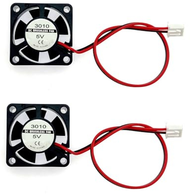 JZK 2 pièces 30 x 30 x 10 mm Mini ventilateur de refroidissement silencieux à 2 broches DC 5 V avec fils 3010 Ventilateur DC Brushless Miniature, Ventilateur pour imprimante 3D