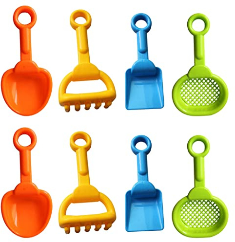 Jouets De Sable 8 Pièces Pelles à Sable De Plage pour Enfants Râteau en Plastique Tamis à Sable De Plage Jouet Pelle Jardin Pelles à Sable De Plage Ensemble De Jouets 4 Types (Couleur Aléatoire)