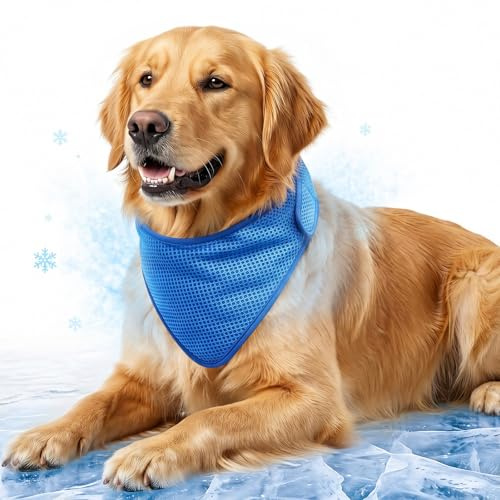 COMFPET Dog Cooling Bandana, Instant Ice Breathable Neck Wrap Collar XL | Physical Evaporative Cooling With High-Grade PVA, Reusable & Hand Washable, Ideal For Camping, Hiking And Summer Outdoors