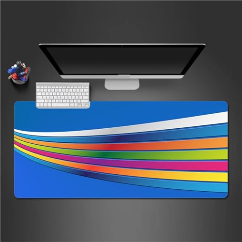 Gaming Mauspad XXL Blau Orange Lila Großes Mauspad Schreibtischauflage mit Vernähte Kanten Einer speziellen Oberfläche verbessert Geschwindigkeit und Präzision 700x400x2mm