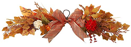 Künstliche Herbstblumen-Girlande, Herbst-Ernte-Swag, Dekorative Herbst-Blumengirlande aus Künstlichem Ahornblatt für Erntedankfest, Halloween, Hochzeit, Bogen,