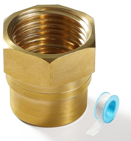 Lyeteung G1/2 auf G3/8 Messing Reduziermuffe, Innengewinde Verbindungsstück, Messing-Reduktion Reduzierverbinder, mit Gewinde Dichtband, für Rohranschluss