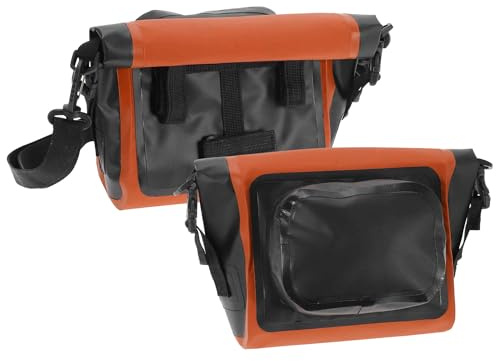 BULLSPANN Fahrradlenkertasche Schwarz Orange 1 STK. Wasserdicht Für Fahrrad | Material: PVC-Mesh-Beschichtung, Für Gravel Bike Rennrad, 23x9x17cm, 301g, Schultergurt, Umwandelbar
