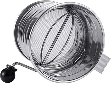 HOLIDYOYO Stainless Steel Flour Sieve Cup Hand Crank Baking Sieve Powder Sifter for Icing Sugar Baking Tools