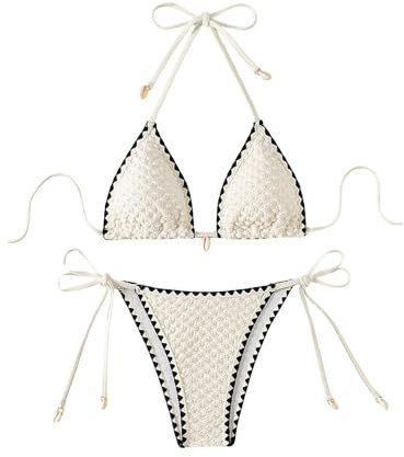 GORGLITTER Damen Neckholder Bikini Sets 2 Piece Swimsuits Triangel Bikinis | Bikini Damen Set, Neckholder Bikini, Farbblock Bademode, Triangel Bikinitop Und Tanga, Strand Outfits