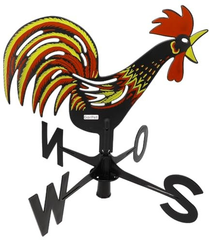 Wetterhahn für Garten Balkon Wetterfahne Windrichtungsanzeiger Windspiel Windfahne 44 x 42 cm Geräuschlos