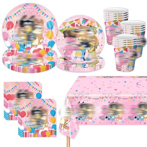Birthday Party Decorations, 81 Pcs Party Tableware Set Includes Plates Cups Napkins And Tablecover, Birthday Supplies For 20 People, Birthday Decorations For Girls Kids' Banquet Tableware