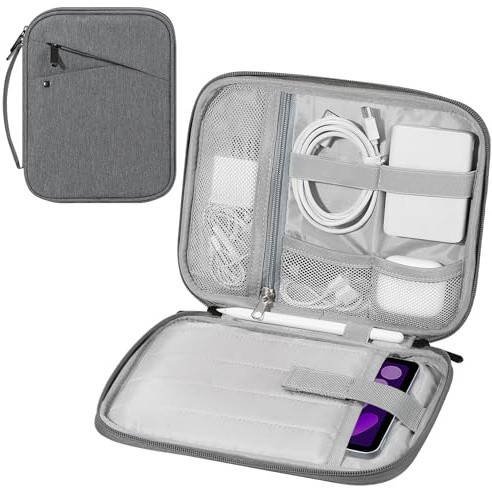 MoKo 7-8 Zoll Gepolsterte Tablet-Tasche mit Griff | Passt für Tablet-Tasche passt für iPad mini A17 Pro 8,3 Zoll, iPad mini 6 8,3 Zoll und iPad mini 5 7,9 Zoll, Hell Grau