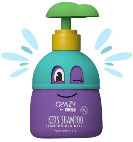 CRAZY KIDS| Natural Gentle Daily Shampoo for Children & Toddlers with Sensitive Scalps| Fun & Cute Turnable Top to Play Loved by Girls & Boys| Tear-Free, Detangling for Soft, Nourished Hair (300ml)
