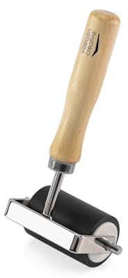 Vaessen Creative 314102 Brayer Farbroller 5 cm mit Griff Holz und Gummi-Malerrolle und Plotter Zubehör für Basteln mit (Acryl) Farbe, Schablonieren, Stempeln und Prägen, Natur
