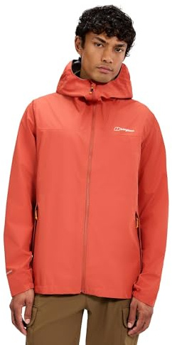 Berghaus Men's Deluge Pro Waterproof Shell Jacket | Adjustable | Durable Coat | Rain Protection Waterproof Jacket, Orange, L