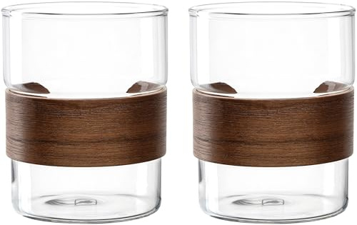 LEONARDO HOME NOVO LEGNO Teeglas • 2 Stück • 320 ml • Glas mit Holzspange • Teeglas • Becher für Heißgetränke • Alltagstauglich • Spülmaschinengeeignet • Becher für Tee • Hitzebeständig • 055198