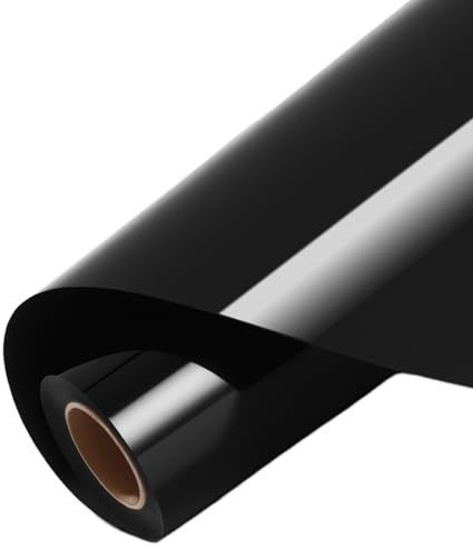FAOKZE Film pour traceur textile,30cm×4m Heat Transfer Vinyl,film flex traceur textile,film transfert textile à repasser pour T-shirt,chapeaux ou autres tissus(Noir)