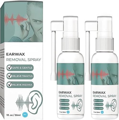 2 Stück 30 ml Hörwiederherstellungsspray, Ohrenschmalz-Reinigungsspray, Medilisk Tinnitus-Linderungsspray, Tinnitus-Spray für das Ohr, natürliches Linderungsspray für Ohrensausen