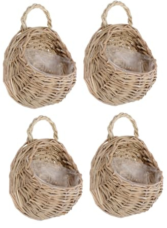 Toyvian 4 Piezas Cesta Maceta Colgante Tejida Mano para Plantas de Interior Organizador Vertical para Decoración de Pared Salón y Porche