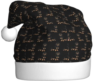 Jkkghll Weihnachtsmütze mit Dackel-Weiner-Motiv, für Männer, Frauen und Kinder, Weihnachtsmütze, Party-Kostüm, festliches Accessoire