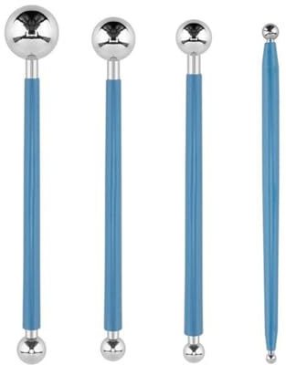CYDZSRA 4 Stück Modellierwerkzeuge aus Ton, doppelseitige kleine Kugel, Prägestift Set, Pill Bar, glatter Polymer Formstab