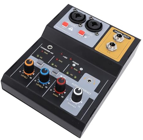 CFTGIW Console de Mixage Professionnelle, Console de Mixage d'Enregistrement à 2 Canaux, Système de Protection Contre la Poussière, Contrôle de la saleté, Corps en Métal, Entièrement en Métal et
