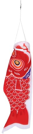 BESPORTBLE Manica a Vento Giapponese a Forma di Pesce Koinobori Rosso 70 CM Bandiera da Giardino Resistente allo Sbiadimento Struttura Robusta per Decorazioni Esterne e Celebrazioni