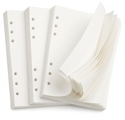 240 Blätter Ringbucheinlagen A5 Blanko, Nachfüllpapier 6 loch, Nachfülleinlagen Notizpapier, Refill Paper für Notizbuch Tagebuch Planer Terminkalender